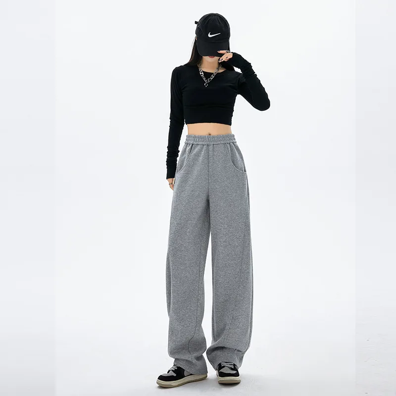 

High Waist Women Sweatpants 2023 Candy Colors Loose Wide Leg Pants Casual Spring Straight Sport Trousers Full Length Female P011