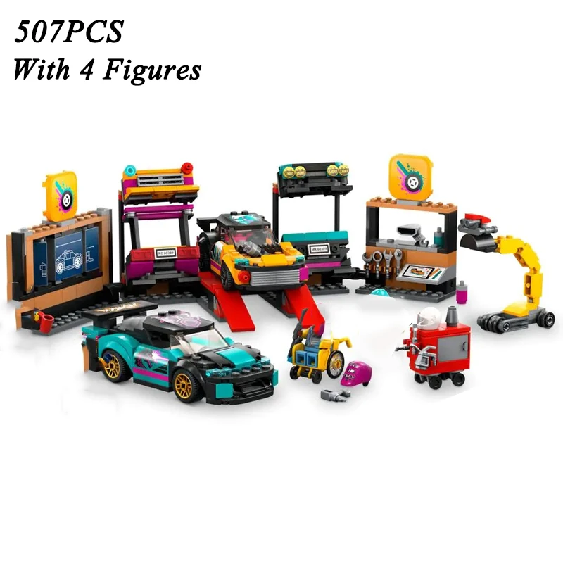 507PCS City Street View Custom Car Garage Building Blocks 60389 With 4 Figures MOC Construction Bricks Set Toy Gift For Children