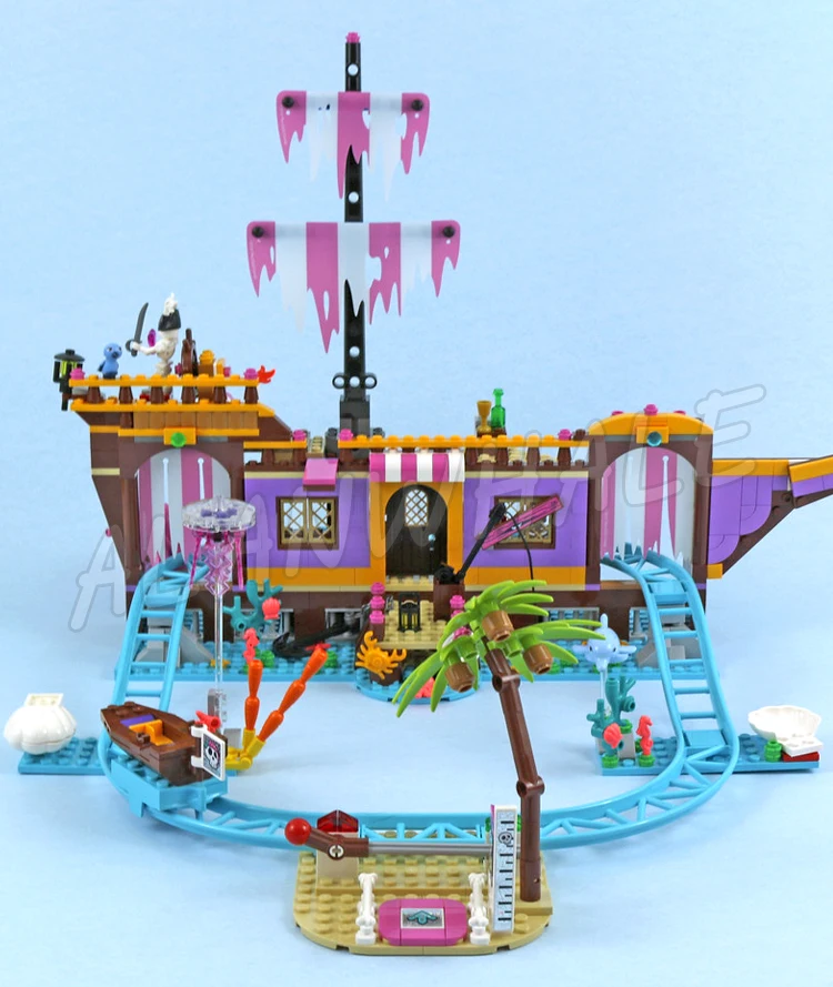 1266pcs Friends Heartlake City Amusement Park Pier Pirate Ghost Ship Carousel 11381 Building Blocks Toys Compatible With Model