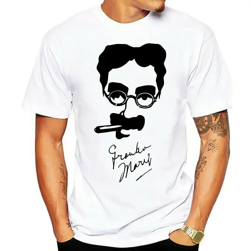 2024 Summer New 100% Cotton Brothers Chico  Tee Cool Groucho Marx Autograph T-Shirt  men clothing  harajuku  streetwear tops