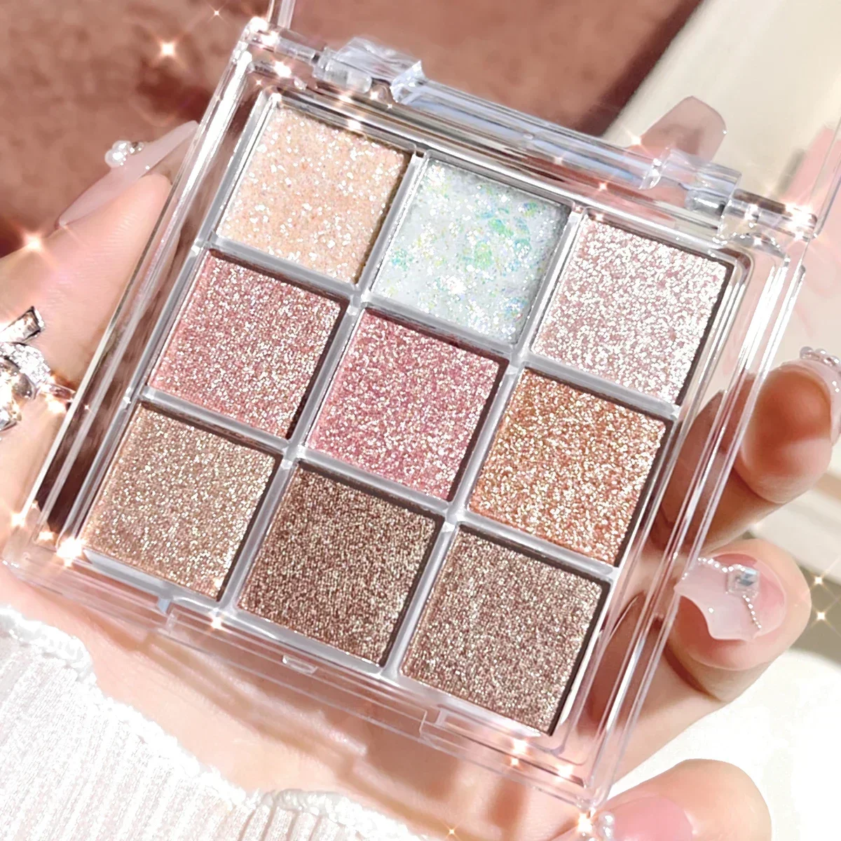 9-Color Eyeshadow Disc, Super Flash, Fine Flash, Pearlescent Glitter, Highlight, Brighten Face Makeup Makeup Eyeshadow Palette image 5