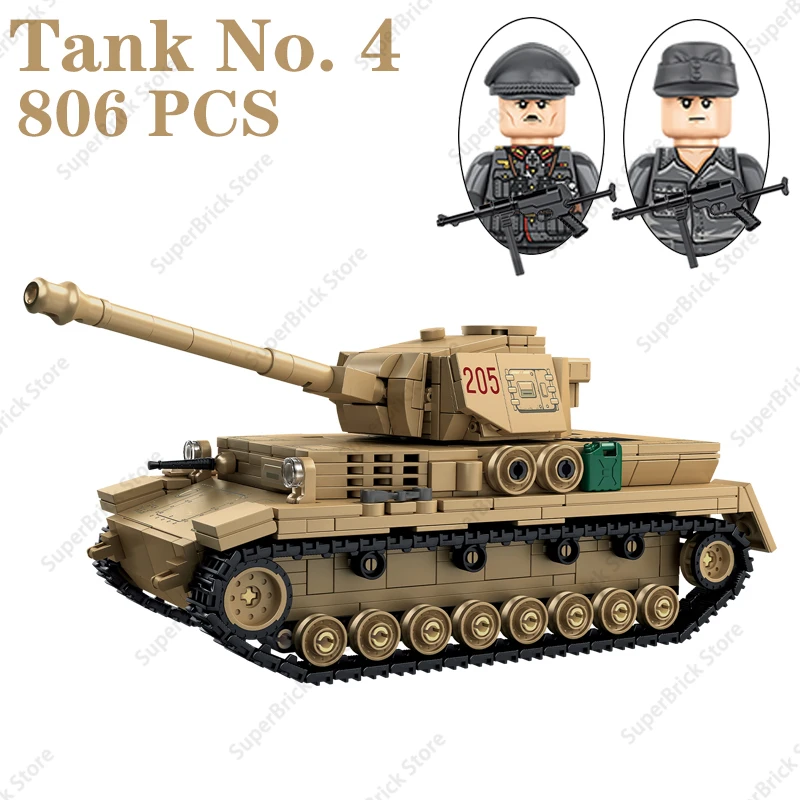 

Hot Panzer-Ⅳ Tanks in Nazi Germany Building Block Model Classic Military sized Main Station Armored Vehicles Brick Set Toy Gift