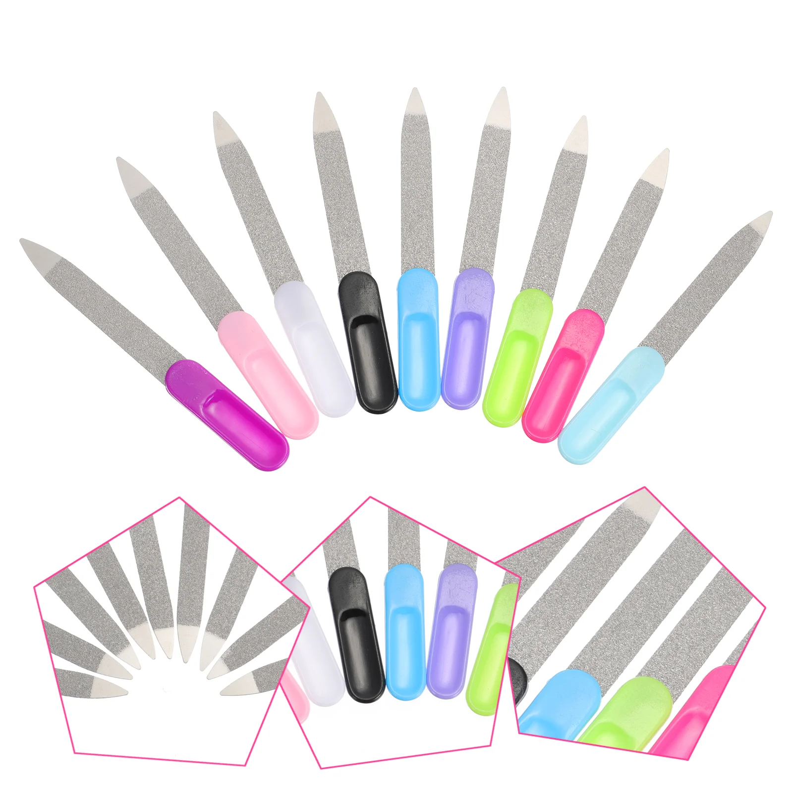 27pcs Stainless Steel Nail Files Buffer Manicure Tools Toenails Pedicure Polish Drill False Sander Easy Carry Travel Strong