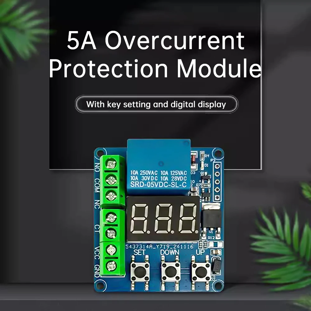 5V 12V 7-30V 5A DC Current Detection Module Current Sensing Detecting Delay Relay Control Overload Protection Overcurrent Alarm