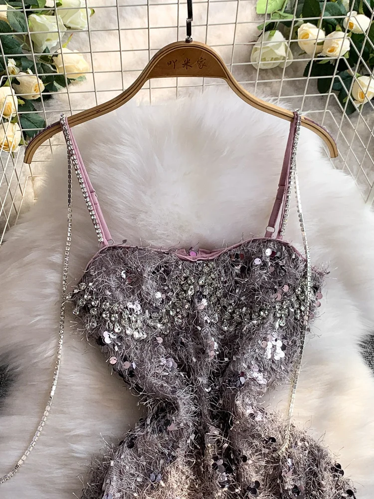 Ele Pailletten Kwastje Band Dr Dames Slim Fit Ort Rok Zwaar Borduren Koreaanse Sle Hoge Taille Zomer Nieuwe Collectie