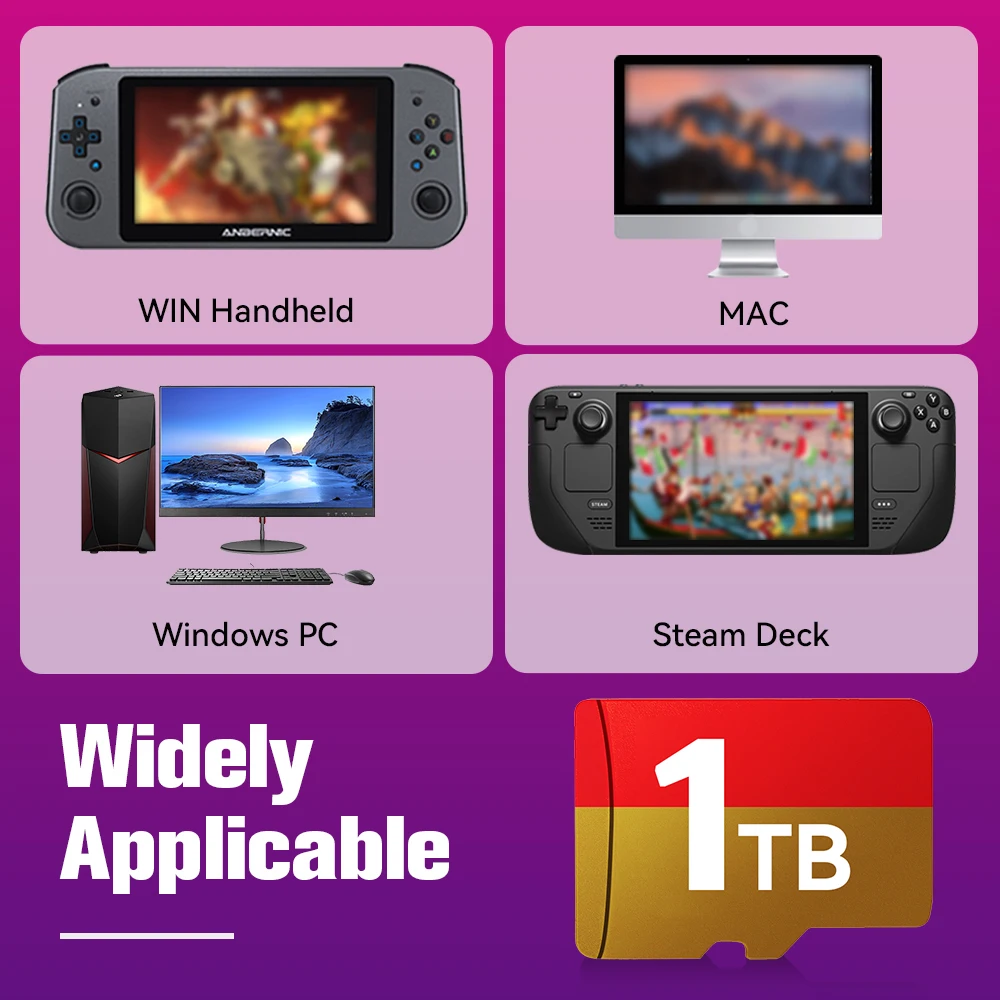 بطاقة ألعاب 1 تيرا بايت مع 61000 لعبة ريترو لوحدة التحكم المحمولة SteamDeck/Win Batocera 39 TF بطاقة لـ PSP/N64/PS3/PS2/PS1/MAME/Neogeo