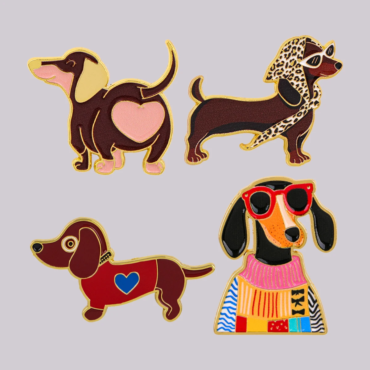 Coole Dackel-Emaille-Anstecknadel, Niedliche Brosche, Ansteckpins, Abzeichen für Rucksack, Kleidung, Accessoires, Tierschmuck, Geschenke für Freunde