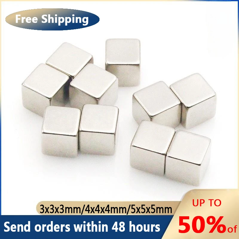 

10PCS/LOT Magnet 2x2x2/3x3x3/4x4x4/5x5x5/10x10x10 mm N35 Strong Square NdFeB Rare Earth Magnet 5*5*5 Neodymium Magnets For Motor