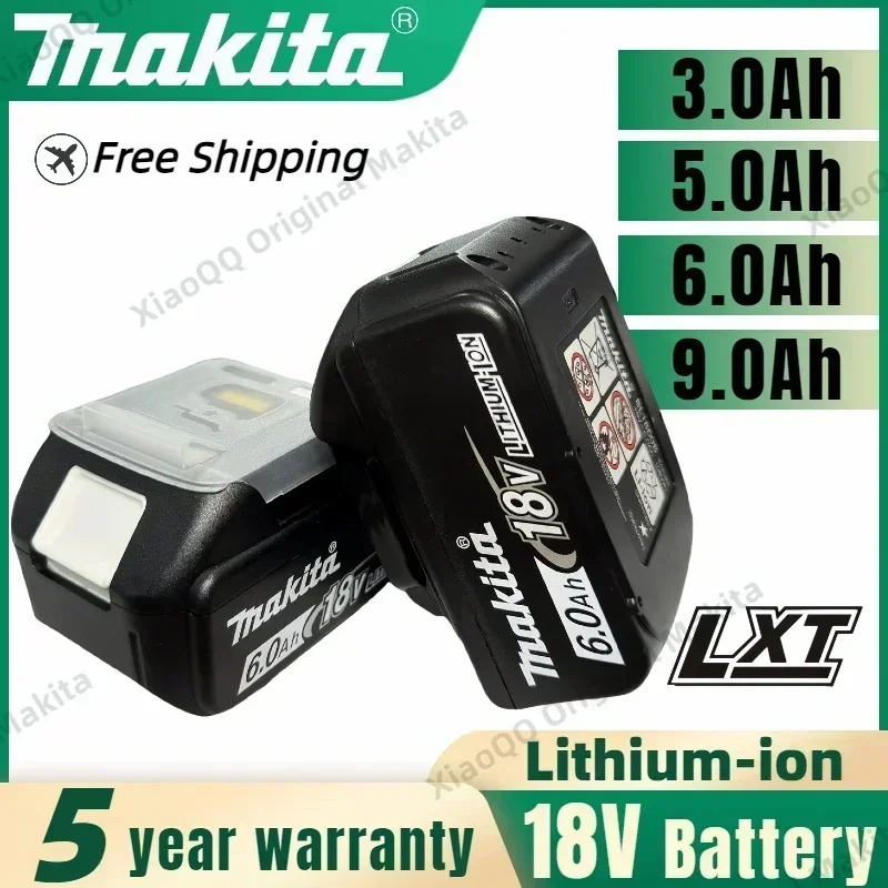 

100% Original MAKITA Battery 18V 6.0Ah Rechargeable Lithium Battery LED Indicator, for makita DDF487 DTD173 DTW700 DGA404 tools