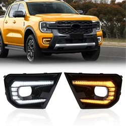 DRL For Ford Ranger 2022 2023 Wildtrak XLT Sport Platinum LED Daytime Running Lights Car Front Bumper Driving Daylights Auto 12V
