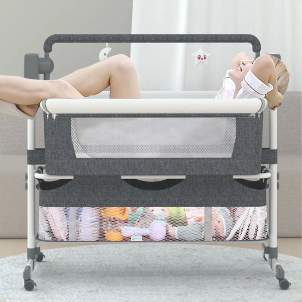 Luxury Foldable Adjustable Height Portable Modern Cosleep Automatic Swing Kid Cradle Bed Electric New Born Bassinet Baby Crib