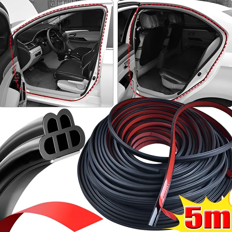 Car Door Rubber Seal Strips Auto Double Layer Sealing Stickers for Door Trunk Sound Insulation Weatherstrip Interior Accessories