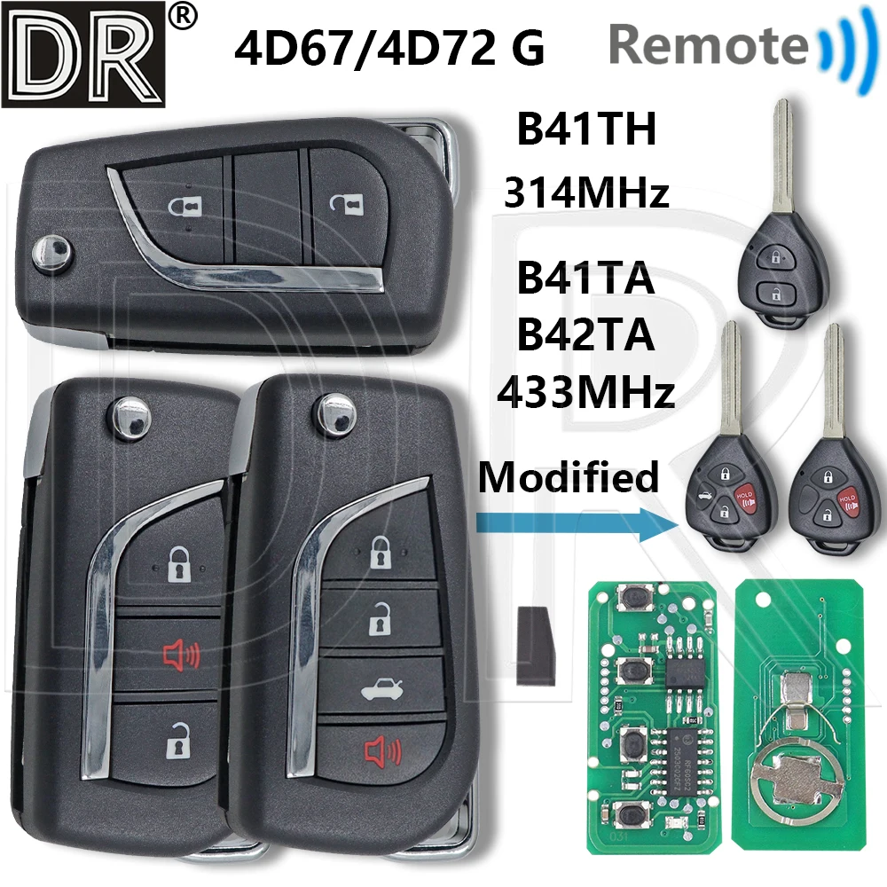 

Great Modified B41TH B41TA/B42TA 314/433MHz 4D67/4D72 G Car Remote Key For Toyota Corolla Yaris Hilux Hiace Vigo Forruner Innova