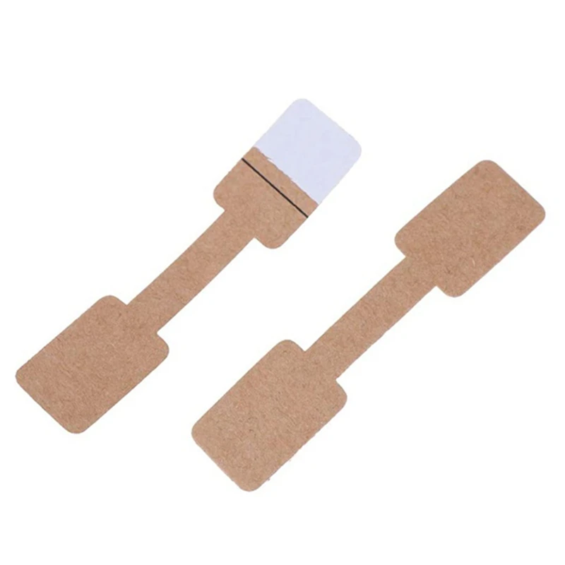 500Pcs Quadrate Blank Brown Paper Price Tag Labels Jewelry Display Cards Labels Ring Sticker Hangtags 6X1.2Cm