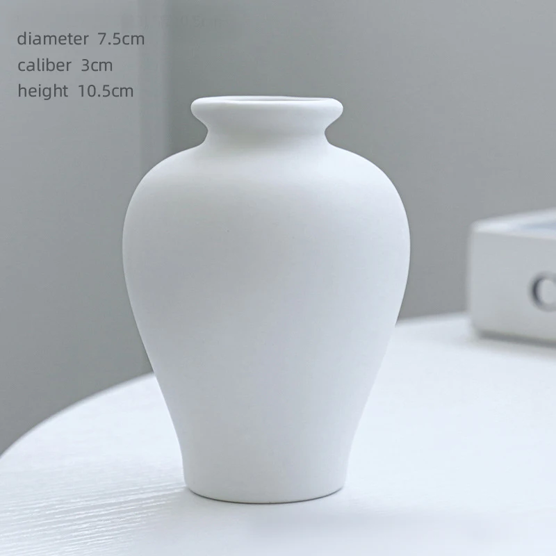 1 Pc Ceramic Vase Room Decor Dining Table White Black Small Vases Decoration Home Mini Flower Gift Living Room Deco Ornament