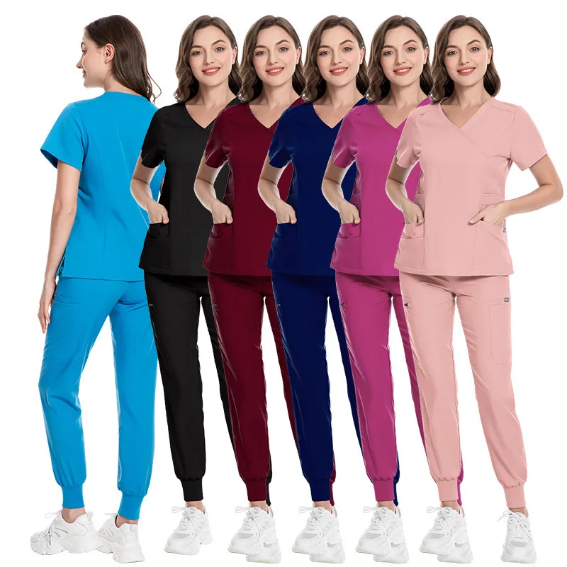 Slim Fit Scrubs Medical Uniforms Women Surgical Suits Hospital Nurses Accesssories Dental Cic Beauty Salon Workwear Clothes