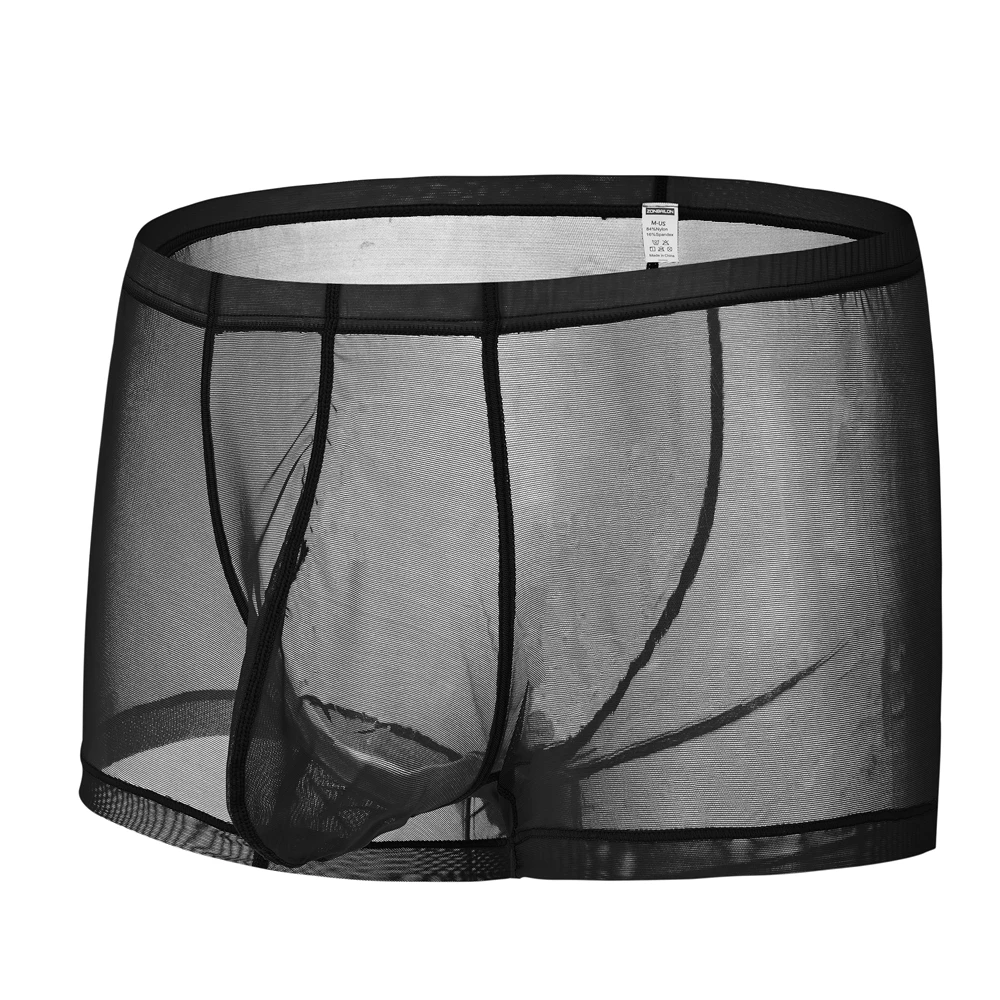 Zonbailon Men's Breathable Cool Mesh Trunks Boxers Sexy Transparent  Underwear M-3XL
