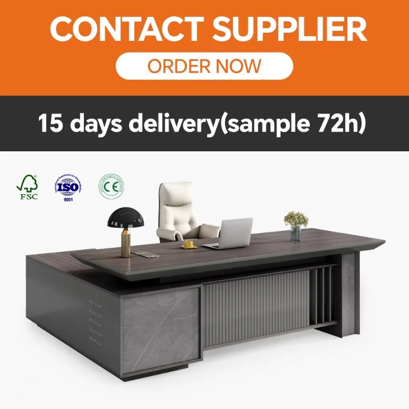 مخصص بالجملة الحديثة على شكل حرف L مكتب تنفيذي أبيض رسمت خشبي الرئيس التنفيذي/طاولة مدير لتكنولوجيا المكتب رئيس الجدول #6