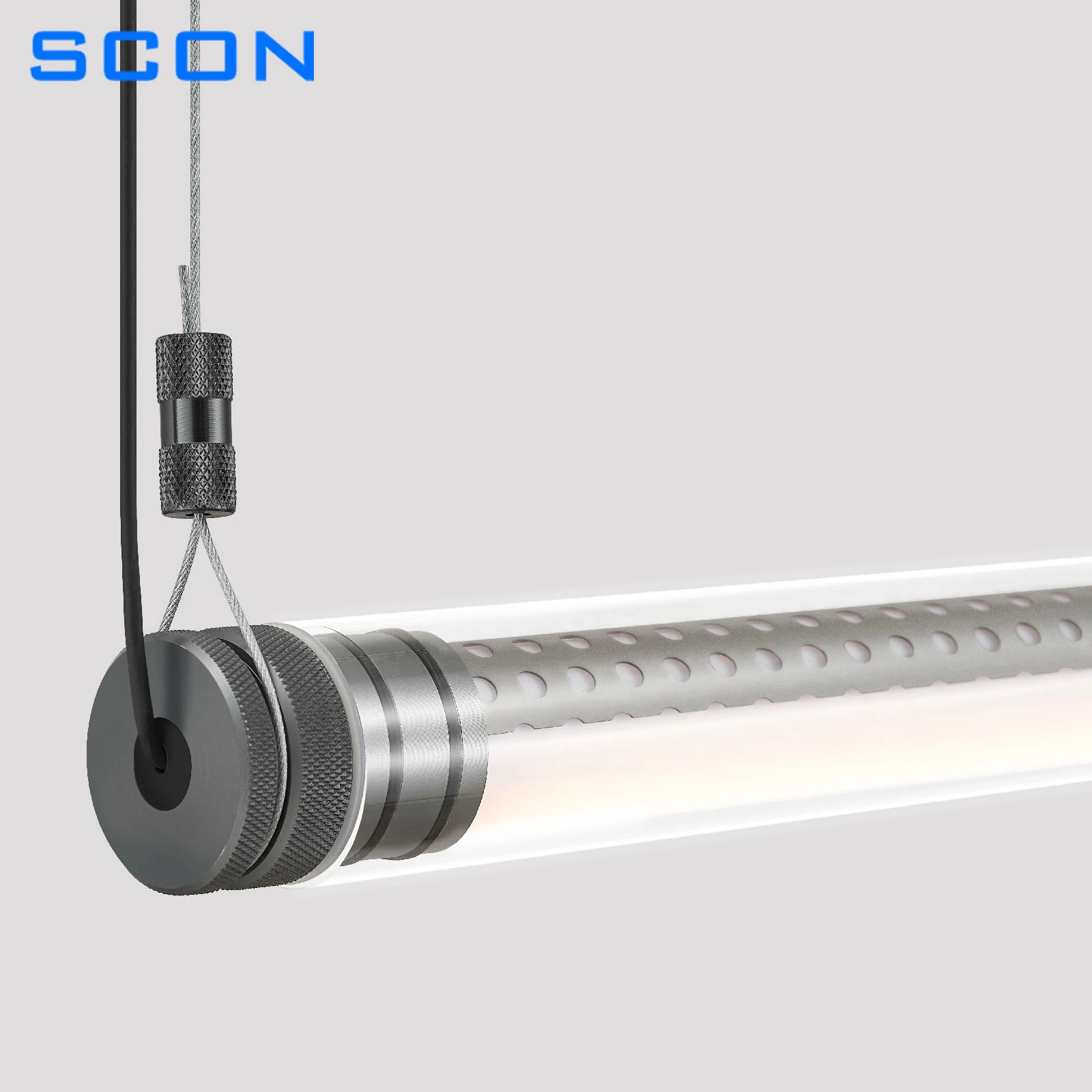 SCON Office Lamp Led Strip Light Glass Round Tube Intelligent 0-10V/Triac Dimming Conference Dinner Room Pendant Lights