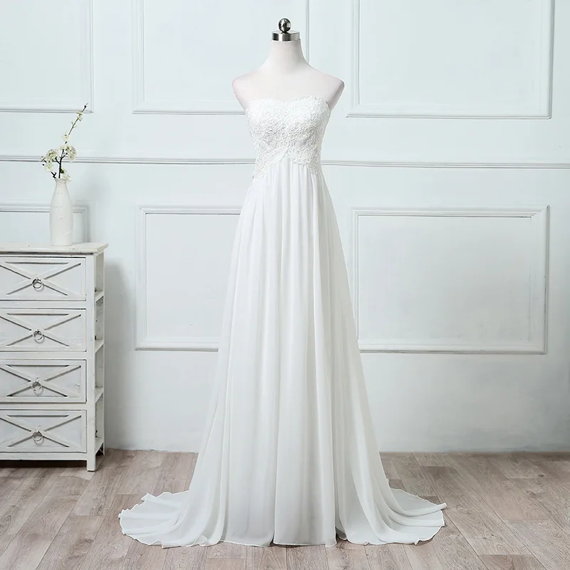 

Elegant Wedding Dress Strapless Long Slimming Simple Wedding Gown