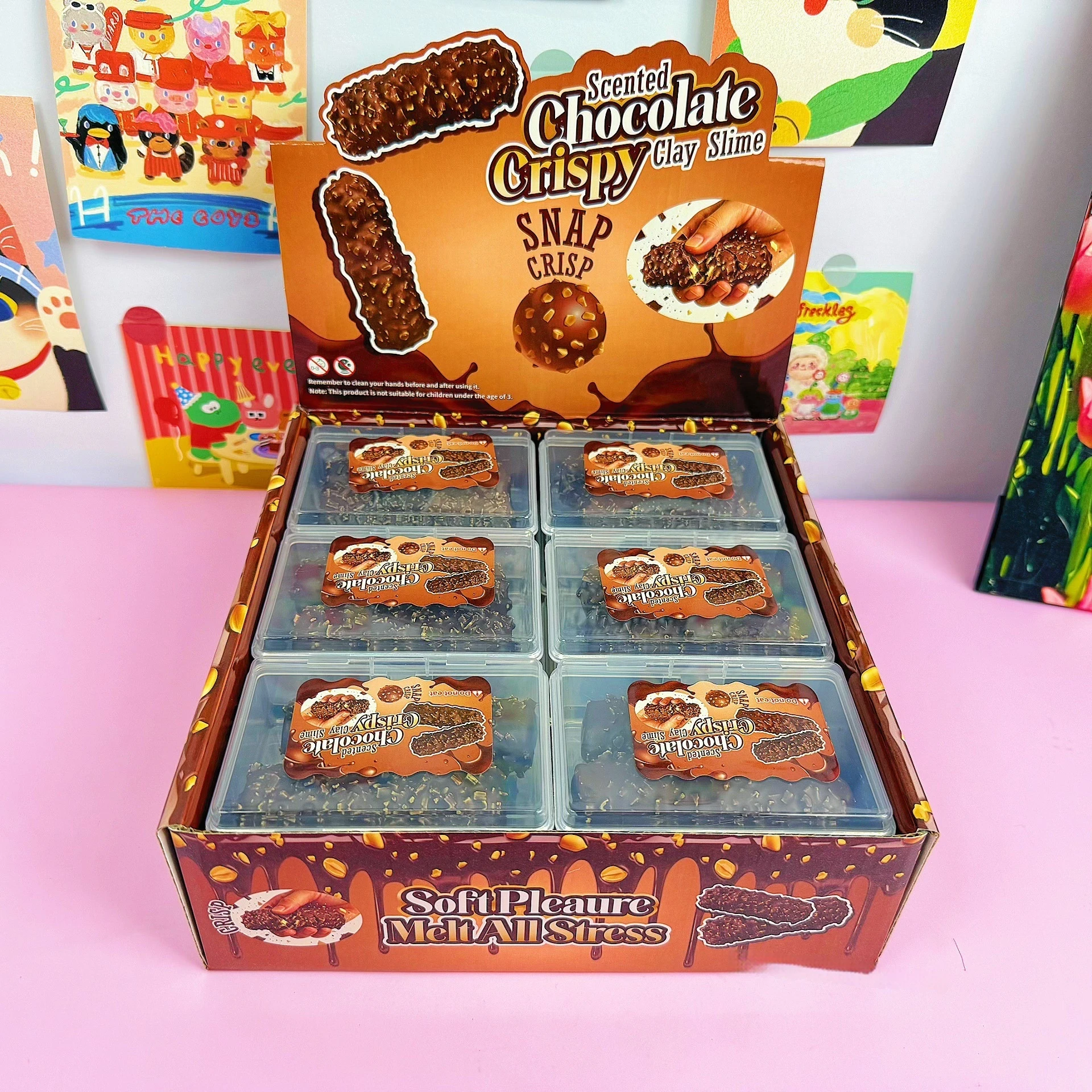 Generisches knuspriges Schokoladenriegel-Spielzeug aus Ton zur Stresslinderung, Quetsch-Fidget-Sensorikspielzeug für Erwachsene zur Entspannung