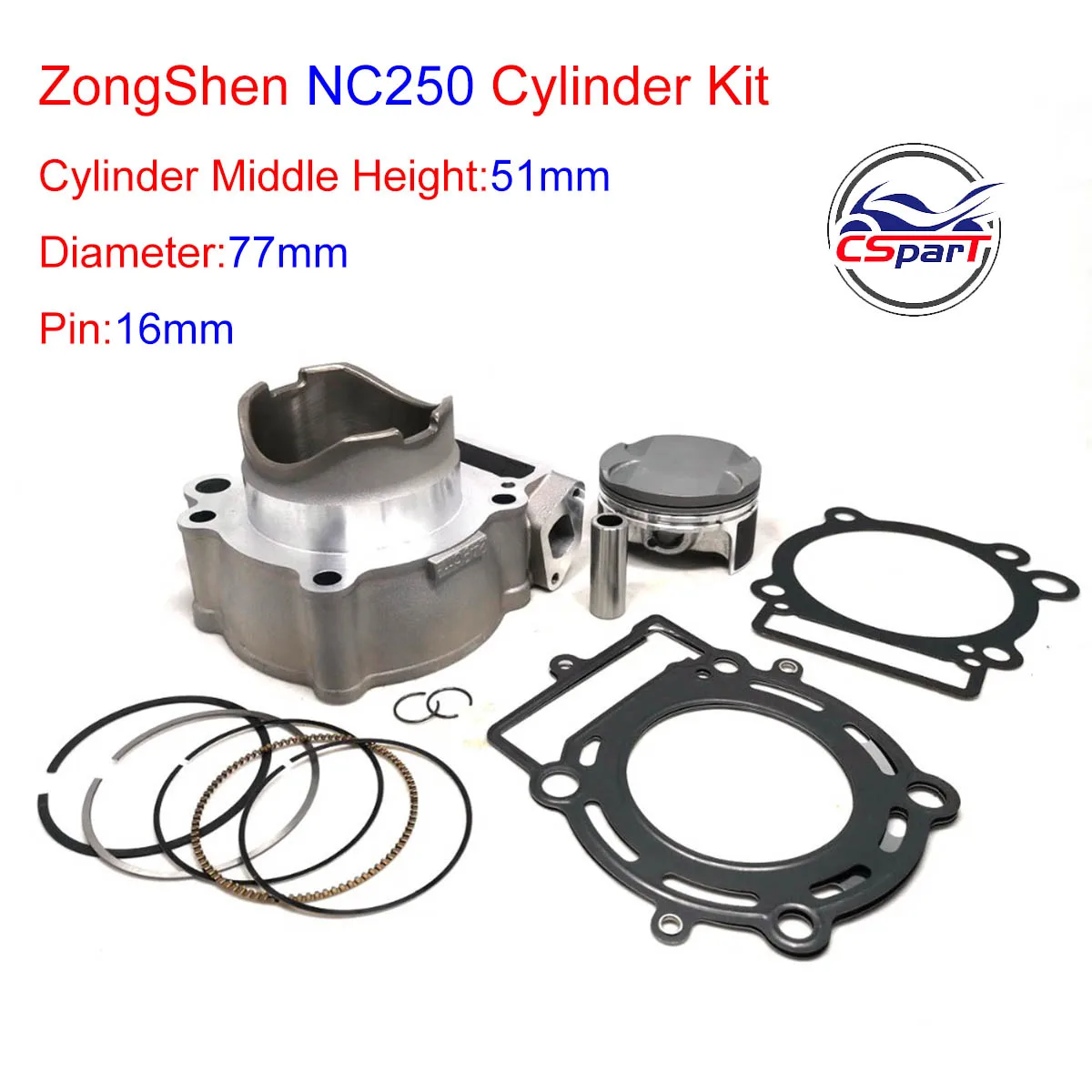 Motorcycle Engine Cylinder Kits With Piston And Piston Ring For ZONGSHEN 77MM NC250 250cc 300cc KAYO T6 K6 BSE J5 RX3 ZS250GY-3