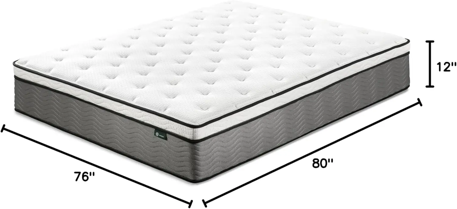 12-Inch True Support Hybrid Mattress King Fiberglass Free Medium Feel Motion Isolation Certified Safe Foams & Fabric