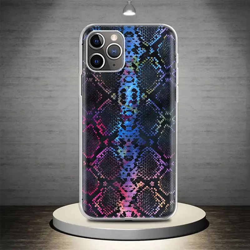 Pink Snake Skin Printing Drawing Phone Case Cover For iPhone 14 13 Pro 11 15 Art 12 XR X XS Max 7 8 6S Plus SE Soft Pattern