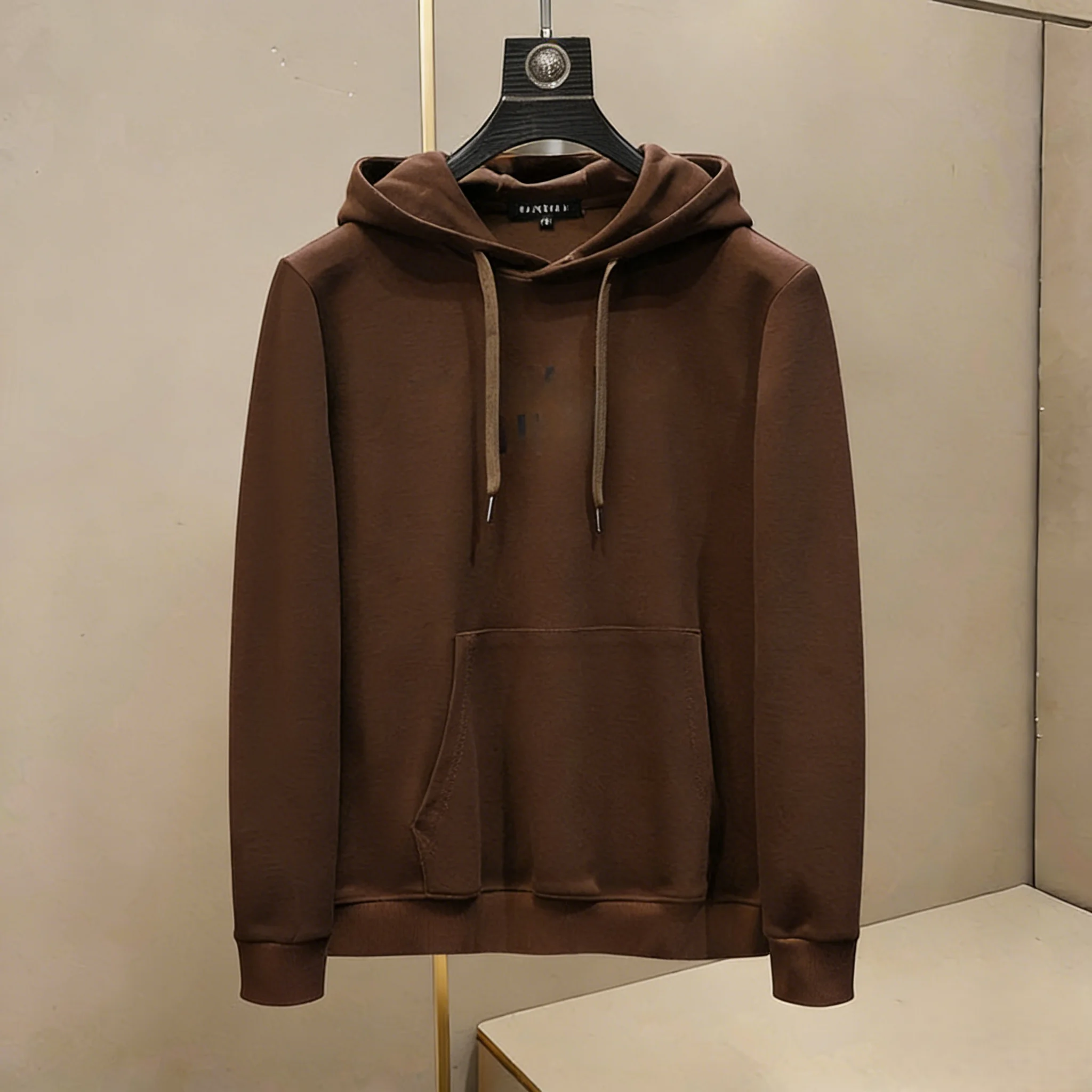 

Casual Hoodie Men's Long Sve Printed Sweatirt Youth Faion Slim Fit Trendy Coffee Color Hooded Top Streetwear Sle