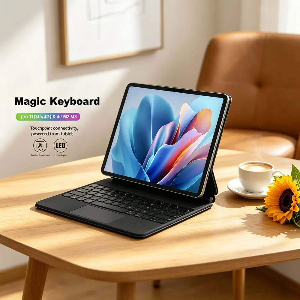 Capa de teclado Pogo Pin de camada superior com trackpad para IPad Air 11 2025 M3 10 9 2024 Pro 11 4ª 5ª