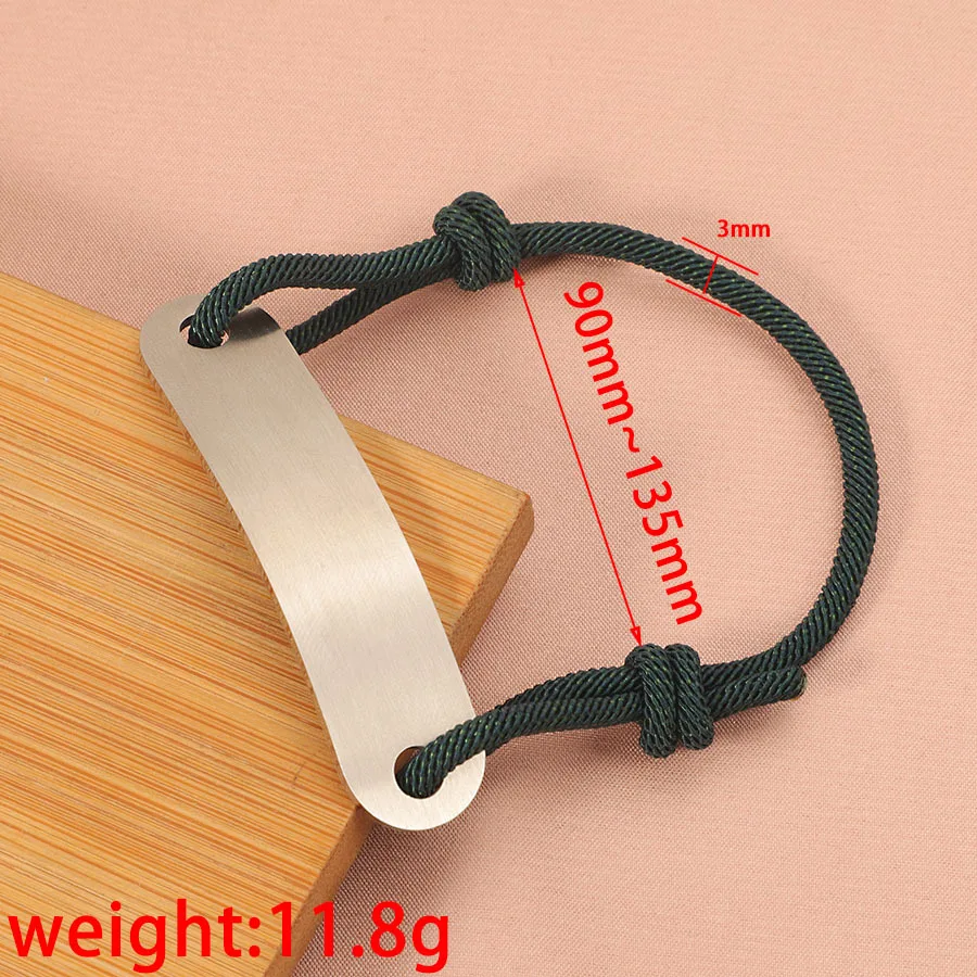 Stainless Steel Bracelet Blank For Engrave Matte Metal Plate To Record Rope Chain Braid Bracelets Matte Surface Wholesale 10pcs