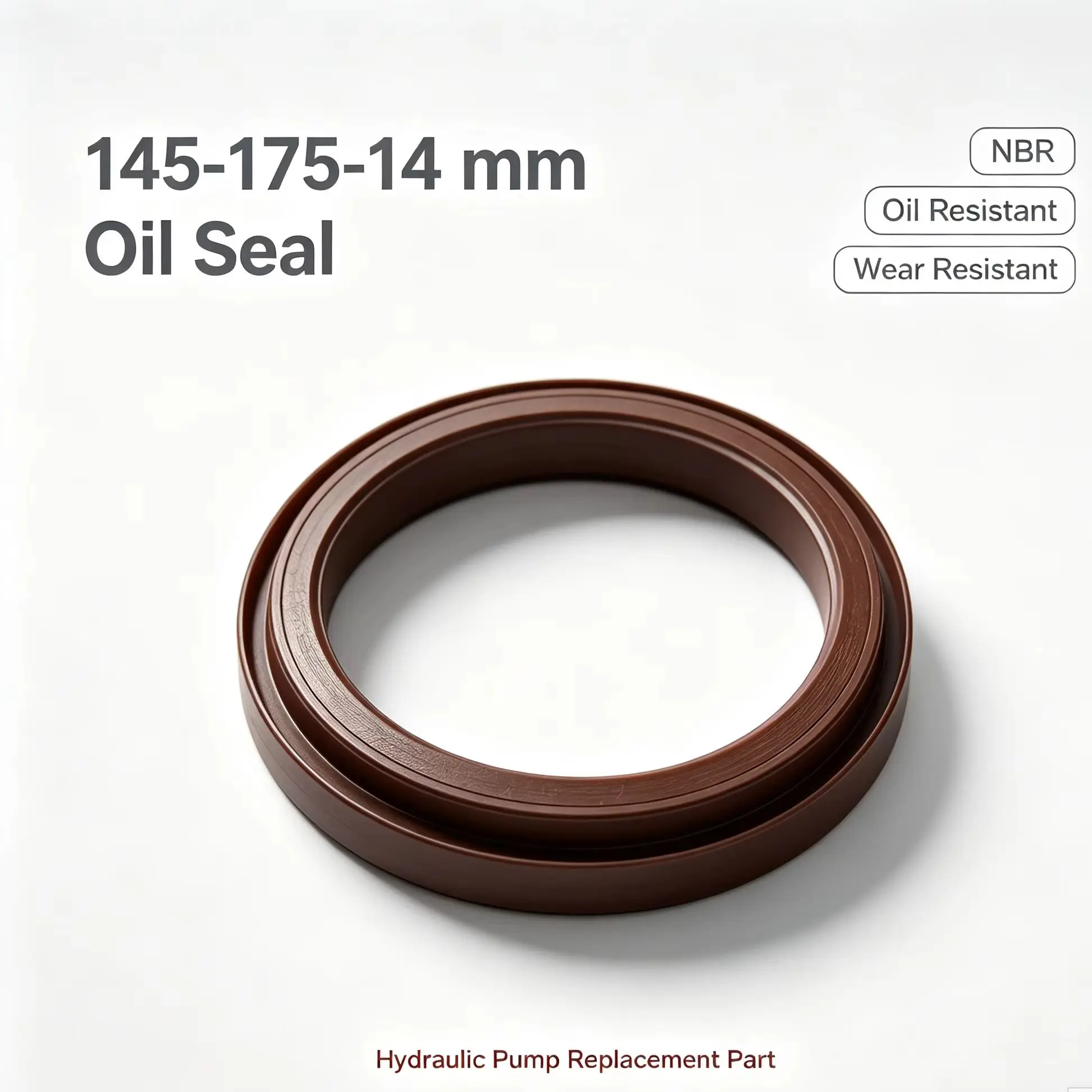 145‑175‑14 mm Hydraulic Pump Oil Seal NBR Brown Oil‑Wear‑Resistant Auto Engineering Machinery Replacement Seal Part