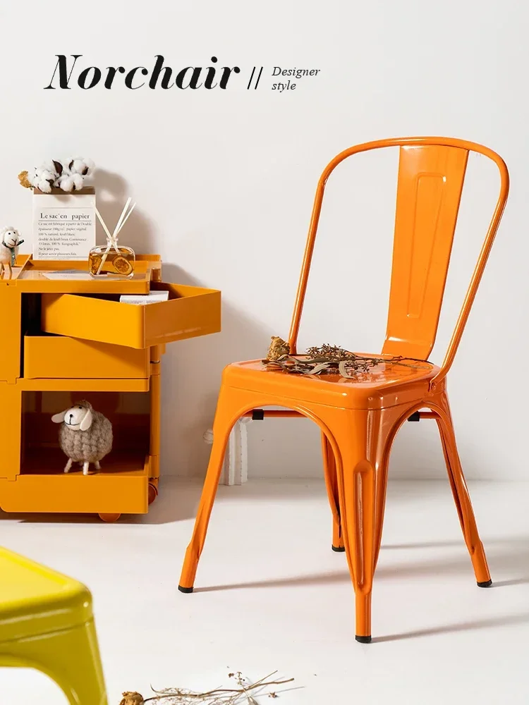 Industrial style LOFT dining chair cafe creative personality internet celebrity stool back home living room iron chair image 4
