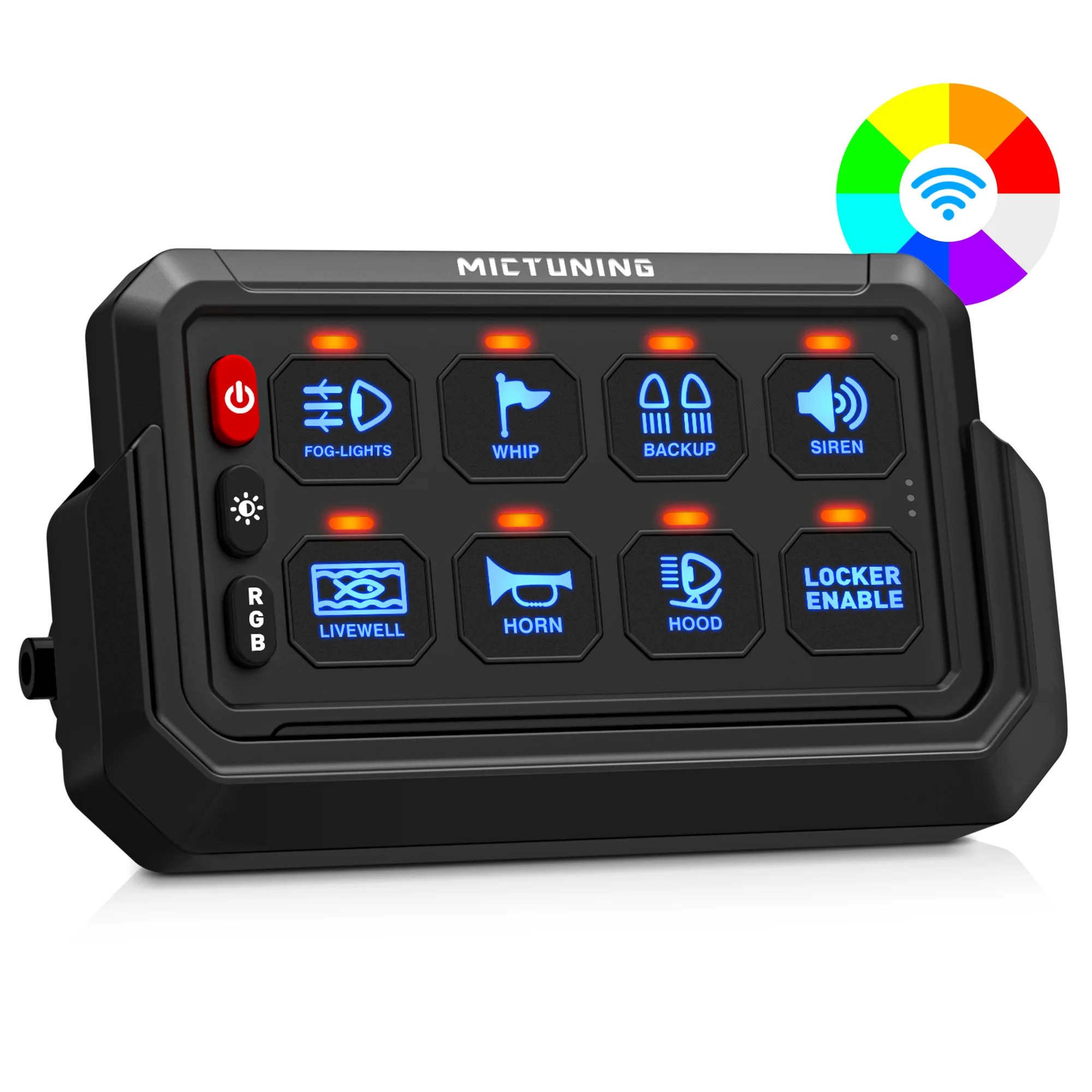 Mictuning New 8/12 Gangs Switch Panel, Wireless Cordless, Adjustable RGB Colors Brightness for Car Off-Road Truck SUV