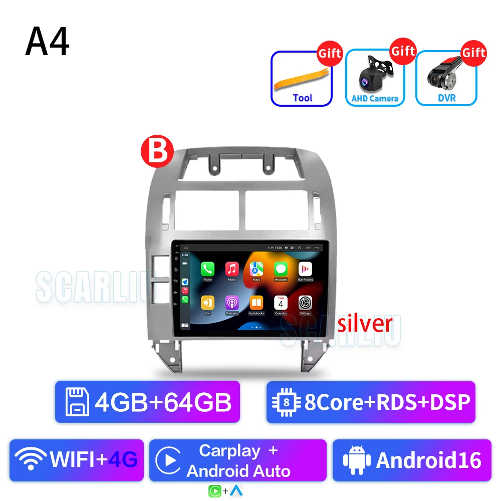 SISCL Voor Volkswagen Polo Mk4 2001-2011 Android Autoradio Multimedia Speler Carplay Auto Stereo GPS Navi 2din DSP Head Unit
