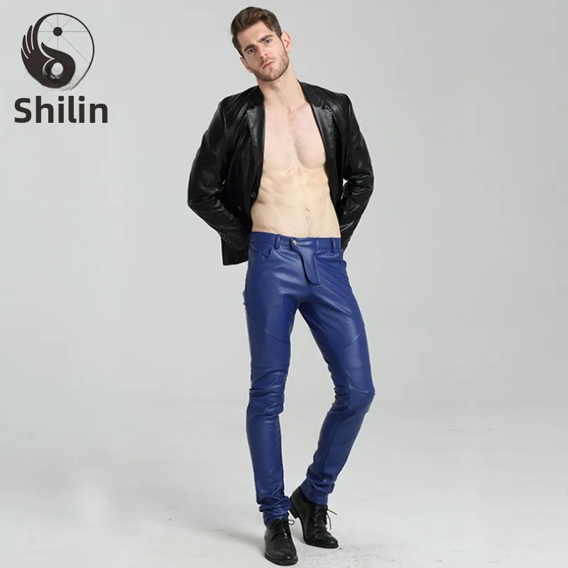 

Мужские весенне-осенние облегающие мотоциклетные брюки из искусственной кожи на подкладке, длинные брюки, удобные дышащие, модные