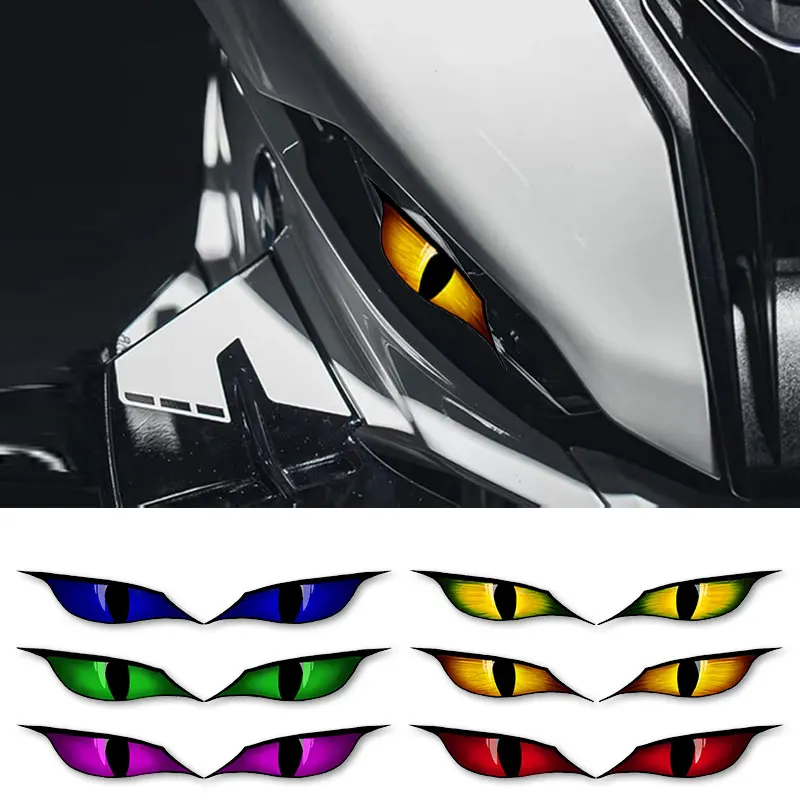 

1PAIR Demon Eyes Motorcycle Sticker Decoration Waterproof for Motorbike Headlight Fuel Tank Side Panel Car Electric Scooter