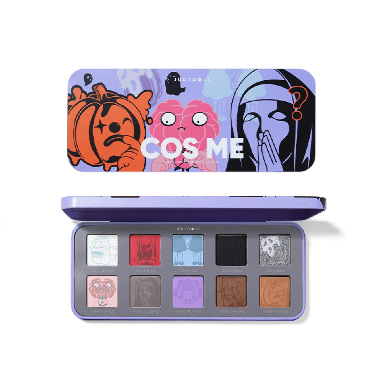 Judydoll 2024 "Cos Me" Halloween Limited 10-Color Eyeshadow Matte Sparkle Creative Design Makeup Cosmetics