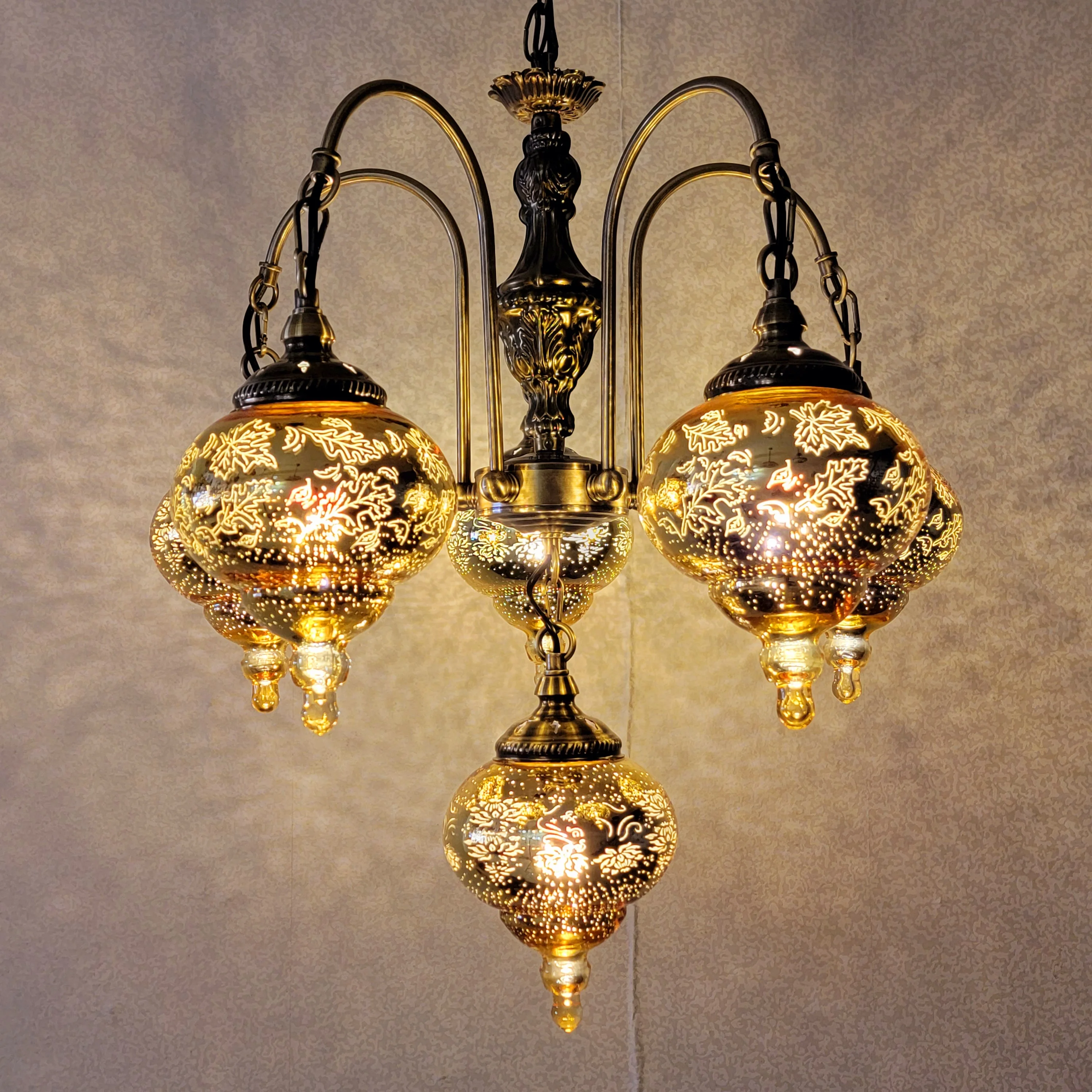 ZWholesale Chandelier Moroccan Pendant Lighting Turkish LED Handmade Glass Chandelier Art Deco Pendant Light