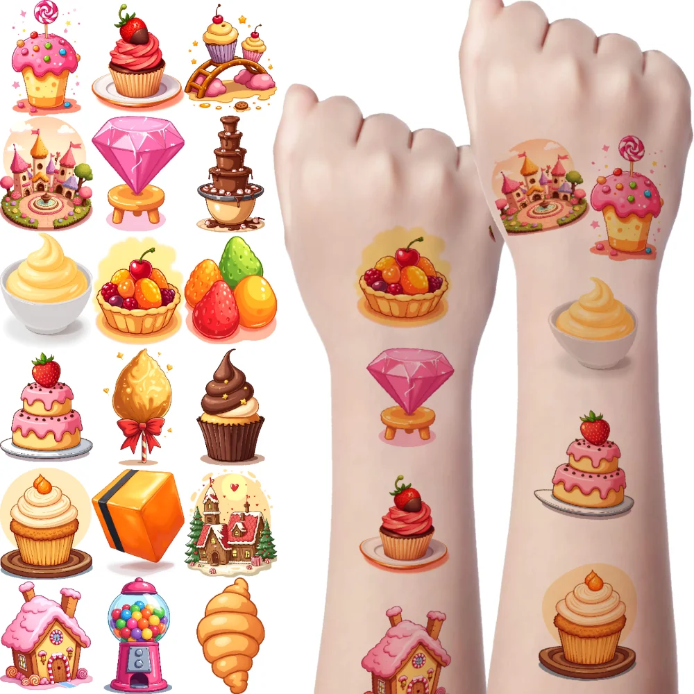 

63pcs Temporary Tattoo Sweet Decals Temporary Tattoo Stickers Candy Stickers Cartoon For Adults Men Shoulders