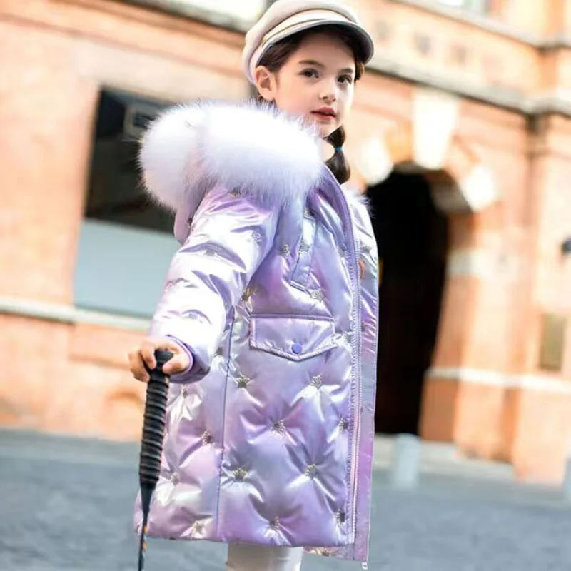 2024 coreano autunno inverno ragazza parka impermeabile lucido caldo lungo ragazza capispalla cappotto 5-14 anni bambini adolescente giacca Outfit