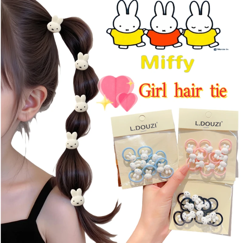 

Новая резинка для волос с кроликом Миффи, милая, маленькая, для девочек, высокоэластичная, с петлей для пальца, специально для плетения косичек