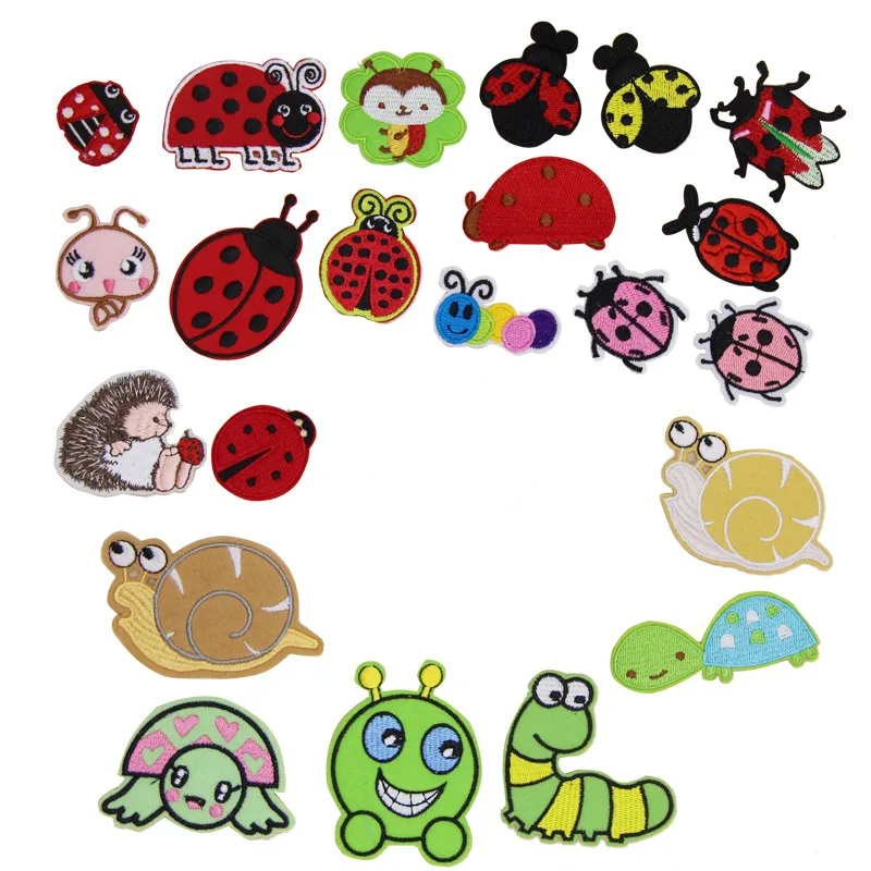 New arrival 10 pcs worm beetles turtles Embroidered patches iron on badge Motif hat bag garment shoe phone Applique accessory