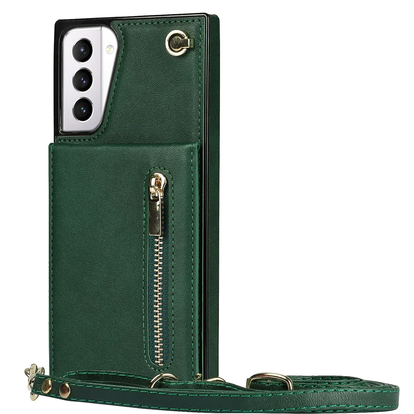 Portemonnee-hoesje met rits voor Samsung Galaxy S21 S23 FE S22 S24 S25 S26 Plus Note 20 Ultra, met kaarthouder, koord en crossbody leren hoes