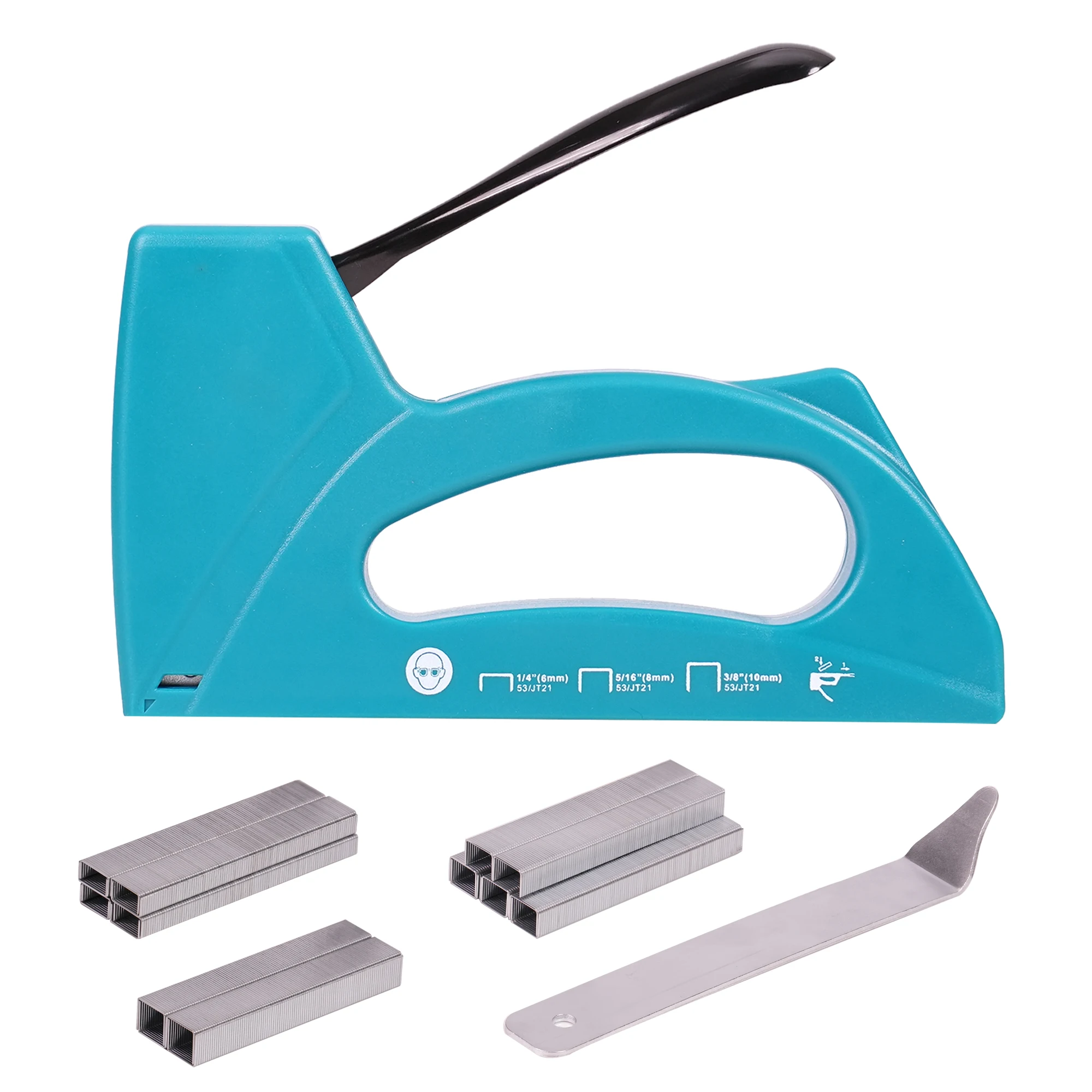 EZARC Light Duty Staple Gun with 2000pcs JT21 Staples 1/4, 5/16, 3/8 Inch and Staple Remover, Manual Stapler for Woodworking DIY