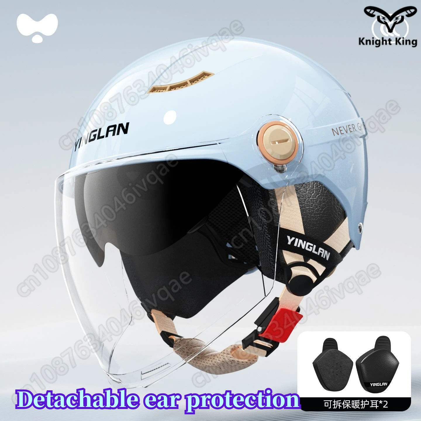 

Women's half helmet motorcycle helmet Men's autumn and winter warm four seasons universal 54-62cm head circumference
