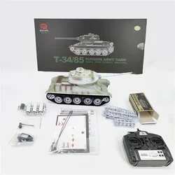 Russian Tank 1:16 Rc T34/85 Painted Snow Version Tank Competitive Gun Turret Rotating Remote Control Simulation Model Toy