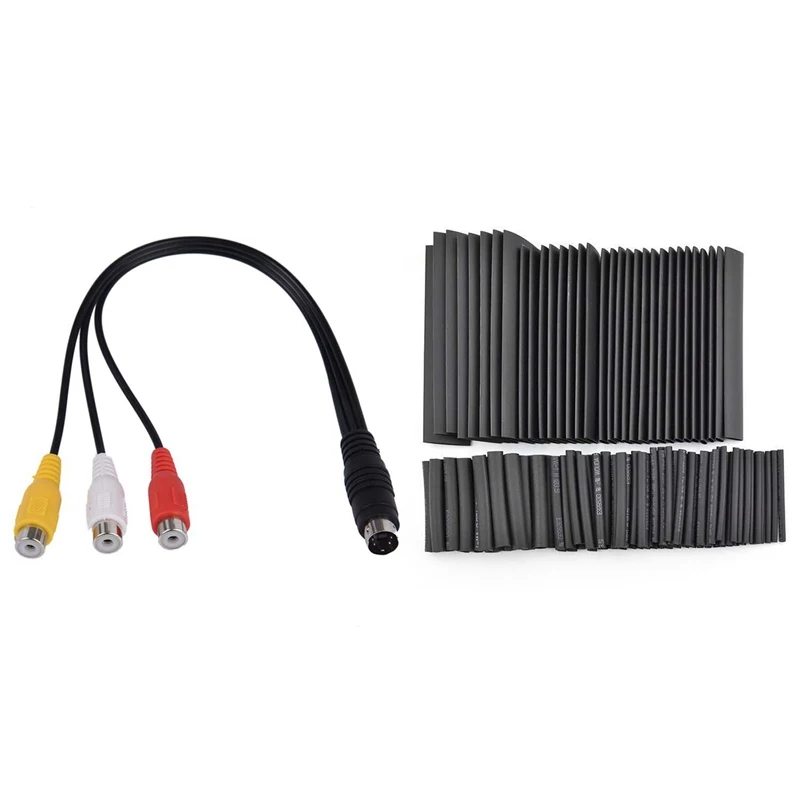 1 Pcs 4 Pin S-Video To 3 RCA Female TV Adapter Laptop Cable & 127Pcs Shrink Sleeving Tubing Tube Assortment Kit