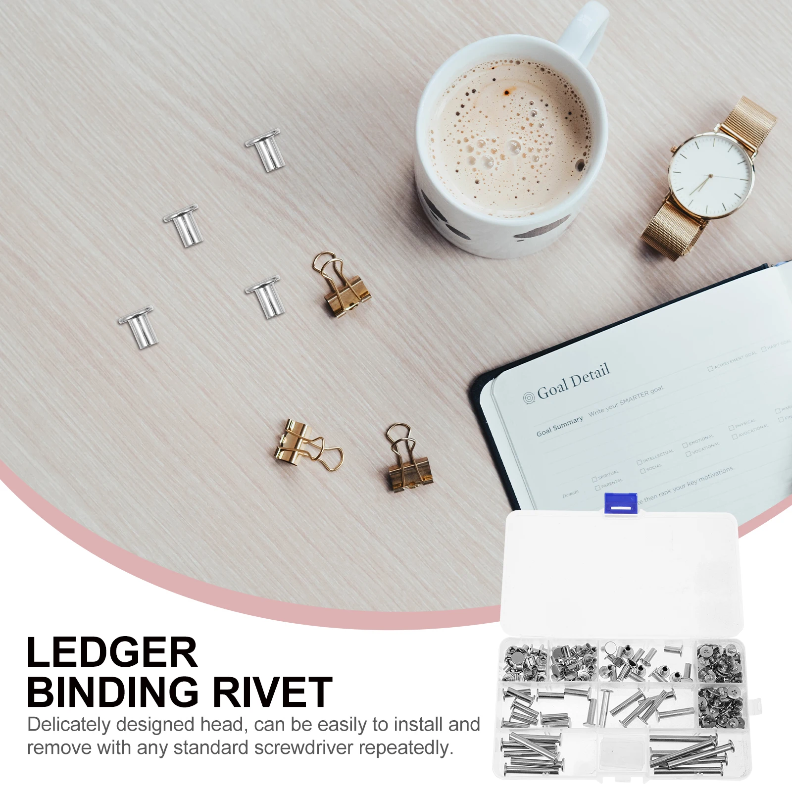 Stainless Steel Rivet Set Rust Resistant Binding Screw Post for Scrapbook Photo Album Craft Project Workbook