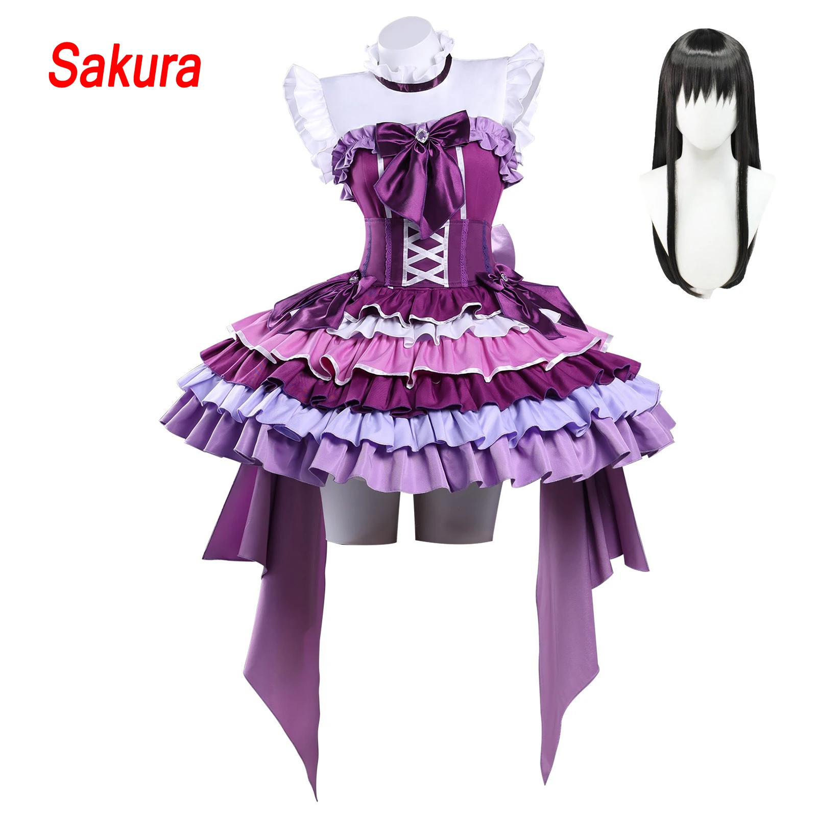 

Anime Puella Magi Madoka Magica Akemi Homura Singing Suit Gorgeous Dress Uniform Cosplay Costume Halloween Party Outfit